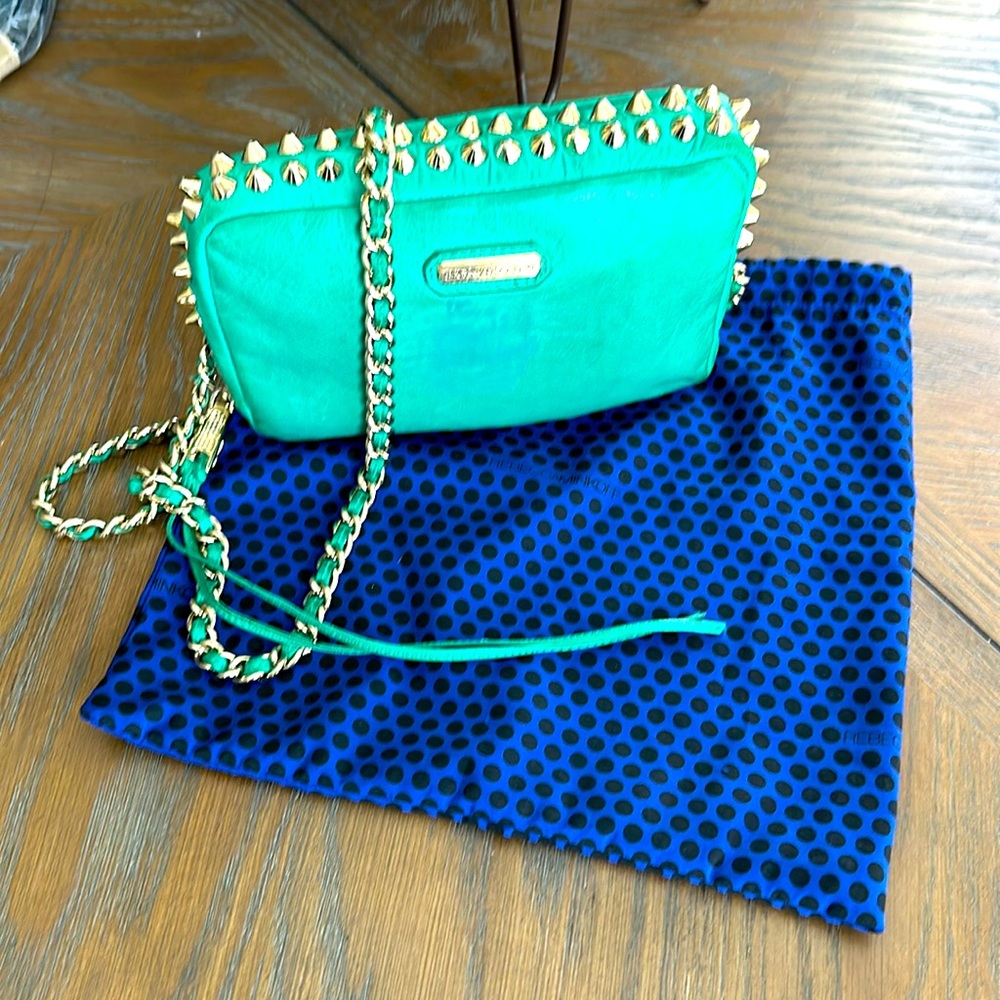 Rebecca Minkoff Green lambkin with gold studs Crossbody bag